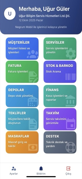 Negrum Mobil - Ekran 1